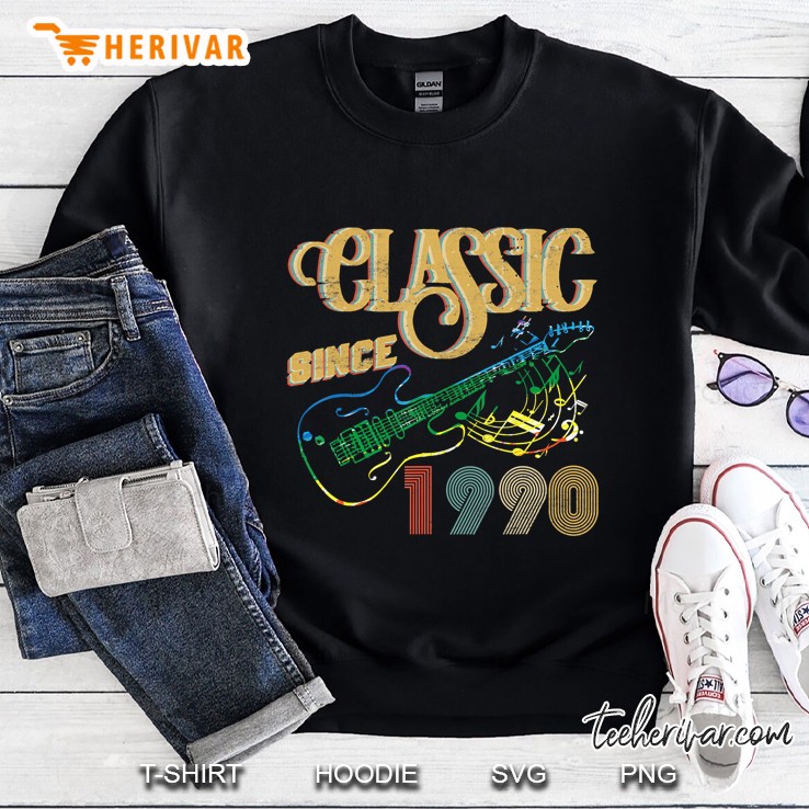 Vintage Made In 1990 30Th Birthday 30 Years Old Guitar Lover Sweatshirt
