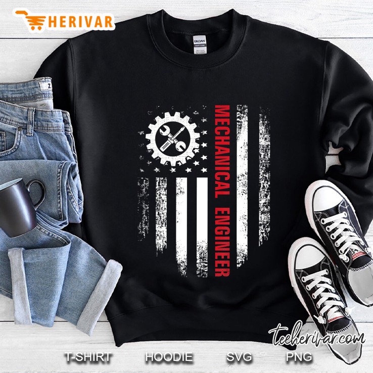 Vintage Usa Red White Mechanical Engineer American Flag Gift Sweatshirt