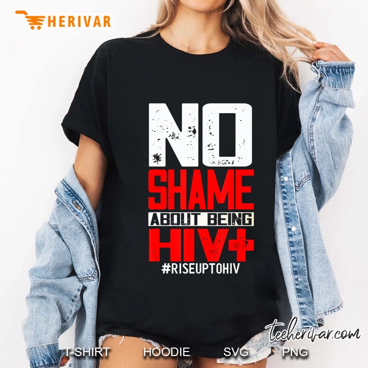 World Aids Day No Shame About Hivaids Awareness Red Ribbon Hoodie