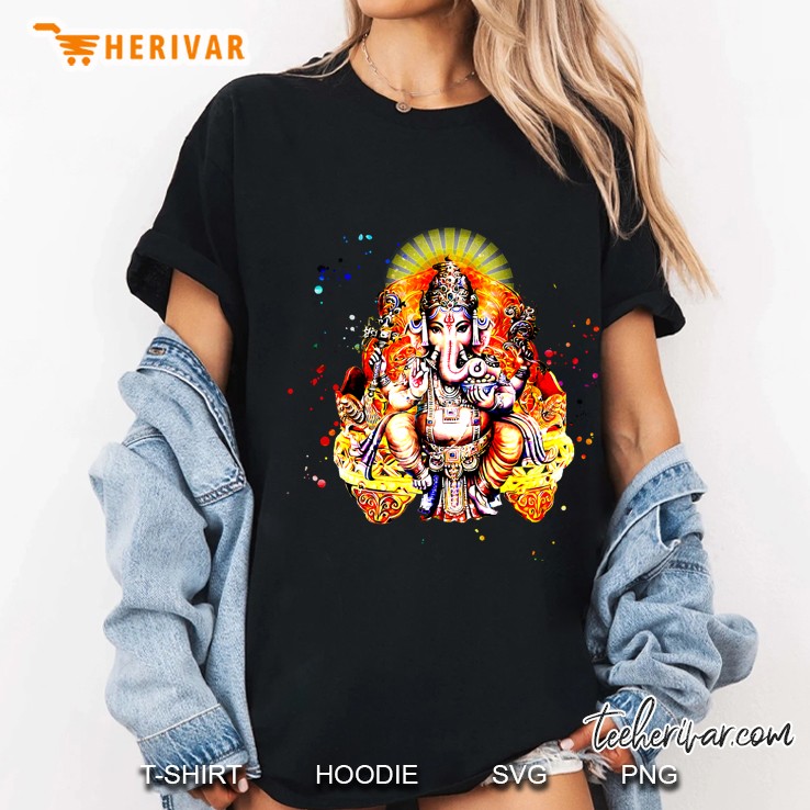 Yoga Shirts Spiritual Hindu God Ganesha Meditation Ladies Tee