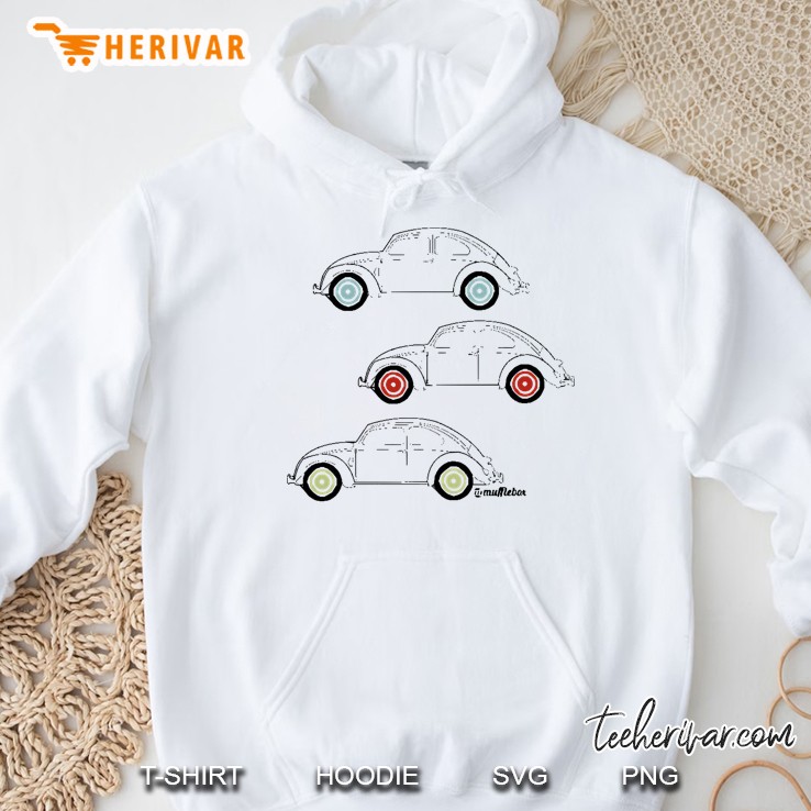 Vw Beetle Car Outline With Coloured Wheels Hoodie