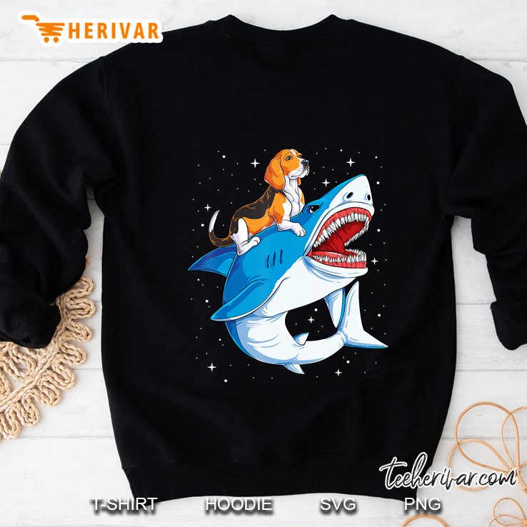 Beagle Riding Shark Jawsome Dog Lover Gifts Space Galaxy Sweatshirt