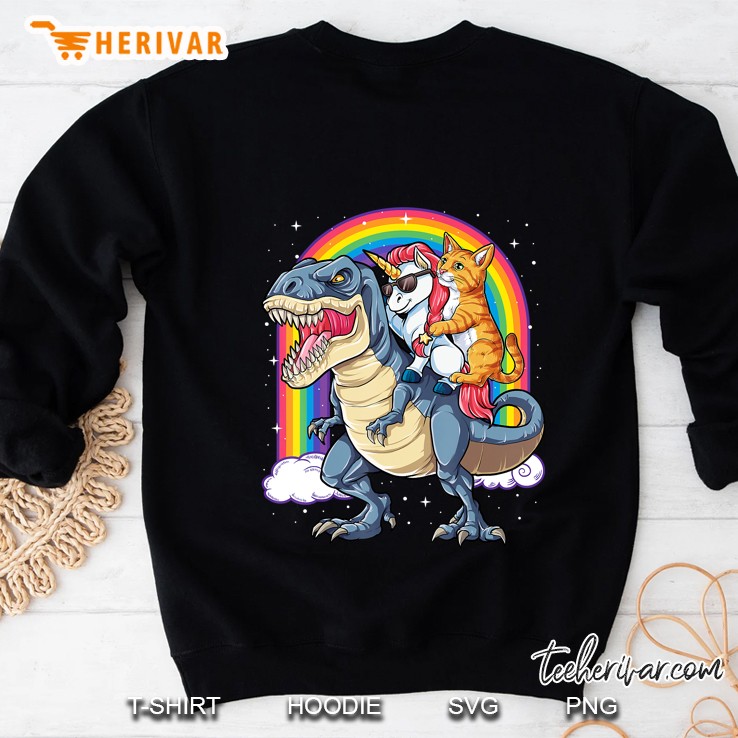 Cat Unicorn Dinosaur T Rex Kitten Lover Space Galaxy Sweatshirt