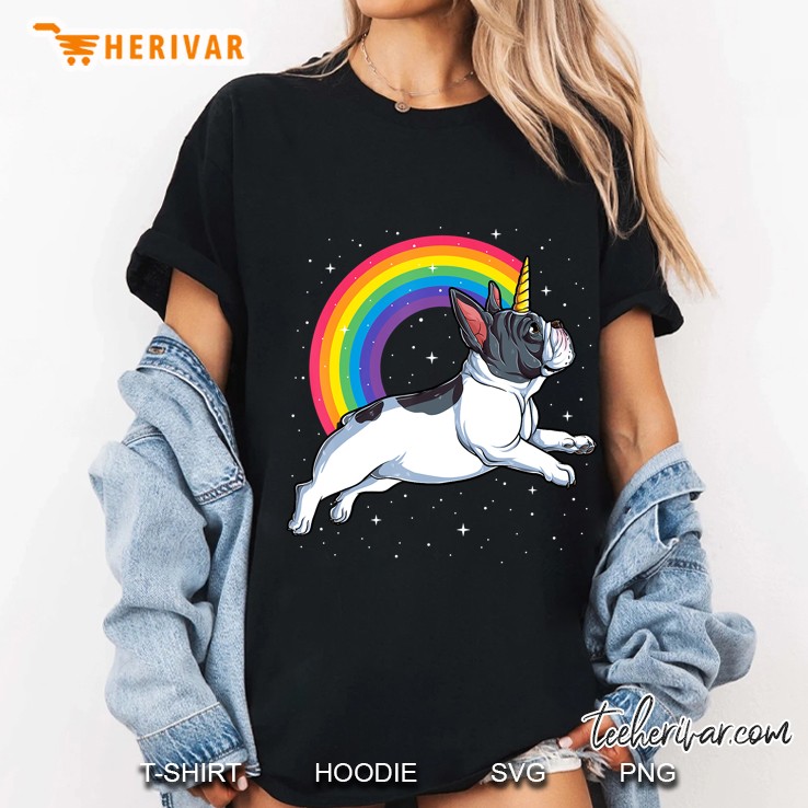 French Bulldog Unicorn Shirt Girls Space Galaxy Frenchicorn Ladies Tee