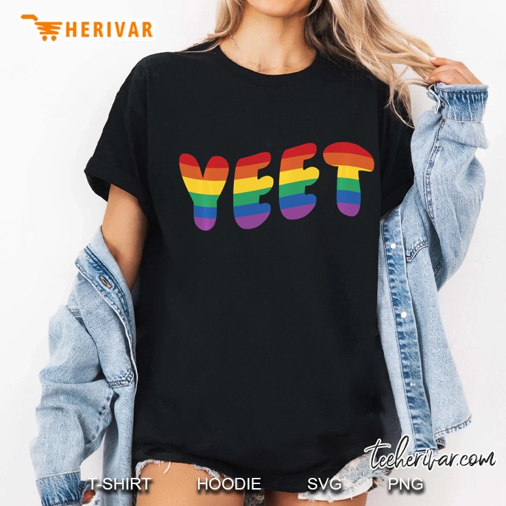Gay Pride Flag Rainbow Yeet Meme Funny Lgbtq Pullover Ladies Tee