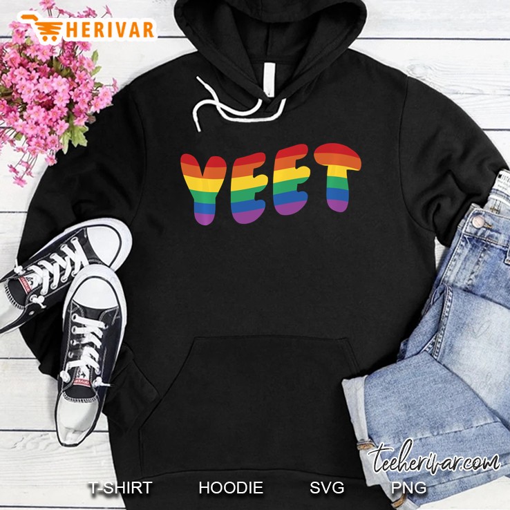 Gay Pride Flag Rainbow Yeet Meme Funny Lgbtq Pullover Hoodie