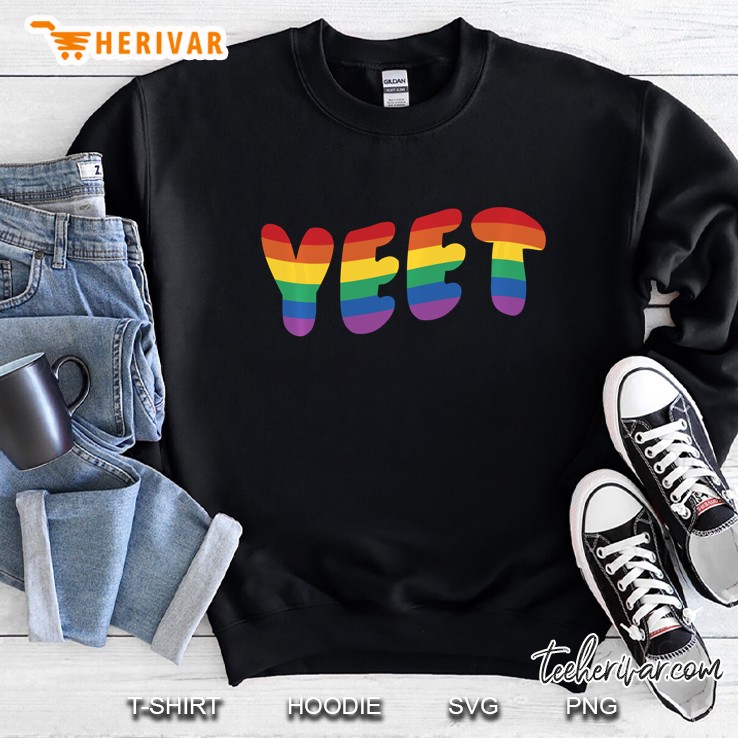 Gay Pride Flag Rainbow Yeet Meme Funny Lgbtq Pullover Sweatshirt