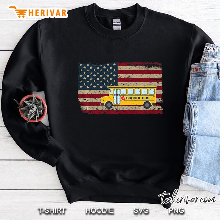 School Bus Driver America Flag Sweatshirt