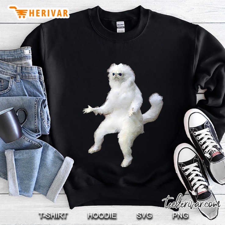 White Cat Cat Meme Sweatshirt