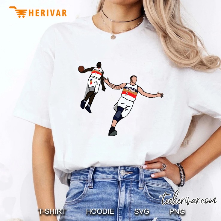 Lonzo Ball Alley Oop To Zion Williamson Nba New Orleans Pelicans Ladies Tee