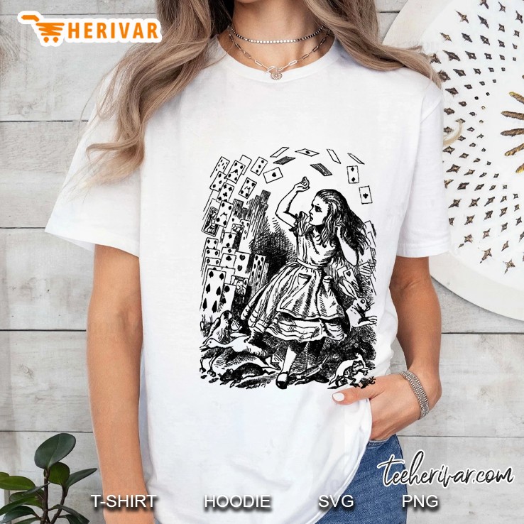 Vintage Alice With Cards Alice In Wonderland Ladies Tee