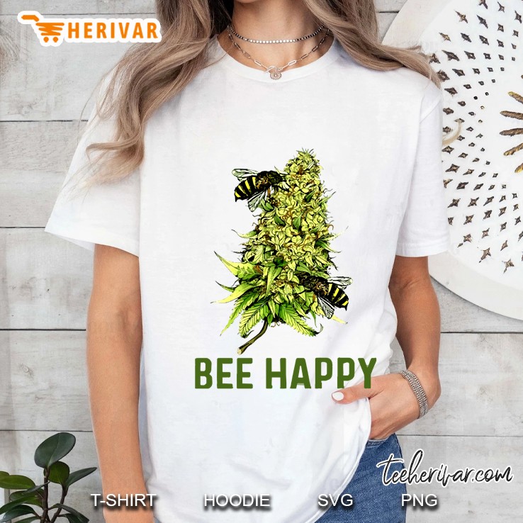 Weed Cannabis Bee Happy Funny Bee Ladies Tee