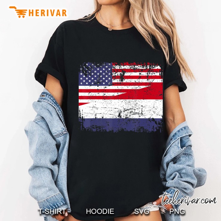Dutch Roots Half American Flag Netherlands Ladies Tee