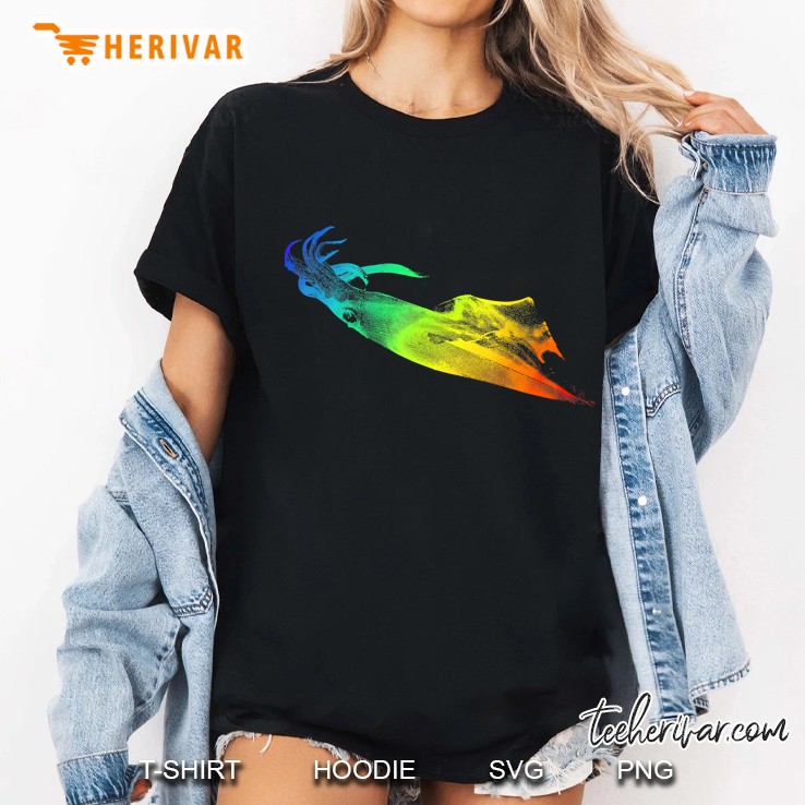 Great Squid Colorful Rainbow Retro Ladies Tee