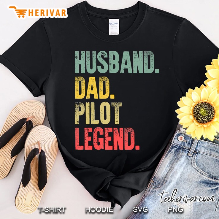 Mens Funny Vintage Shirt Husband Dad Pilot Legend Retro Shirt