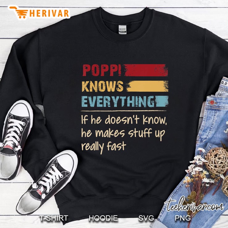Mens Poppi Knows Everything Vintage Grandpa Gifts Sweatshirt