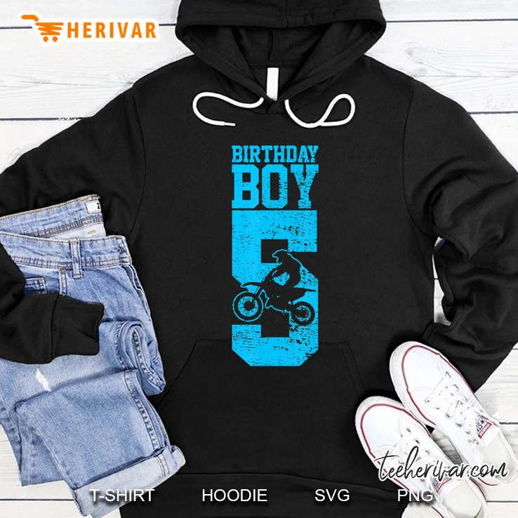 Motocross Motorcross Dirt Bike 5Th Fifth Birthday Boy Hoodie