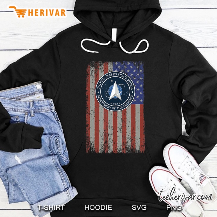 New Space Force Ussf Logo Us American Flag Hoodie