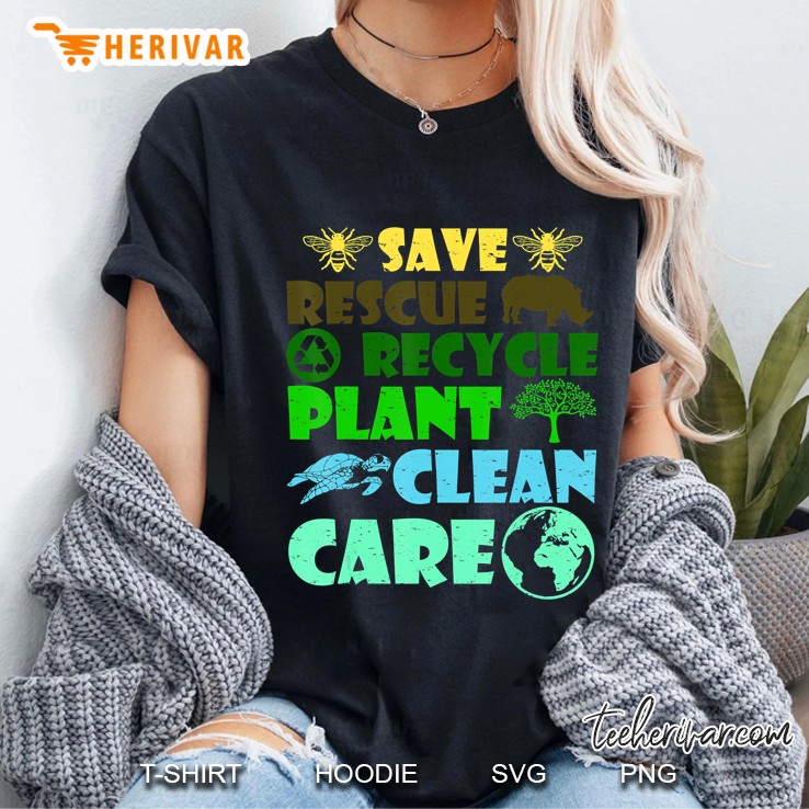 Save Bees Rescue Animals Recycle Plastict Earth Day Ladies Tee
