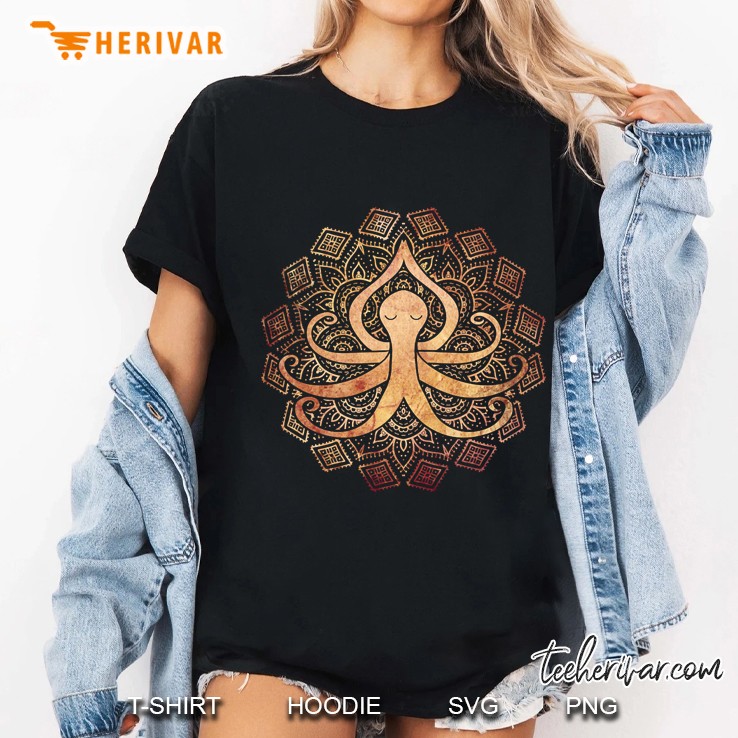 Golden Zen Octopus Meditating Ladies Tee