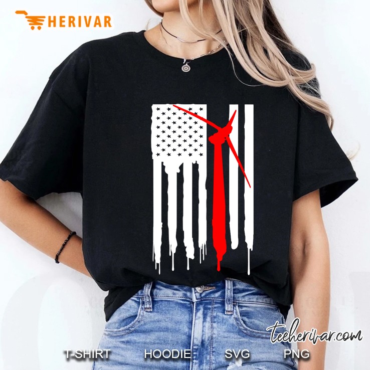 American Flag Engineer Wind Turbine Ladies Tee