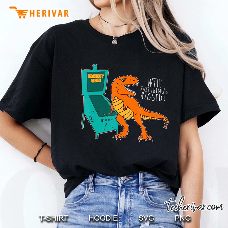 Dinosaur Pinball Wizard Arcade Machine Player Picture Shirt Ladies Tee