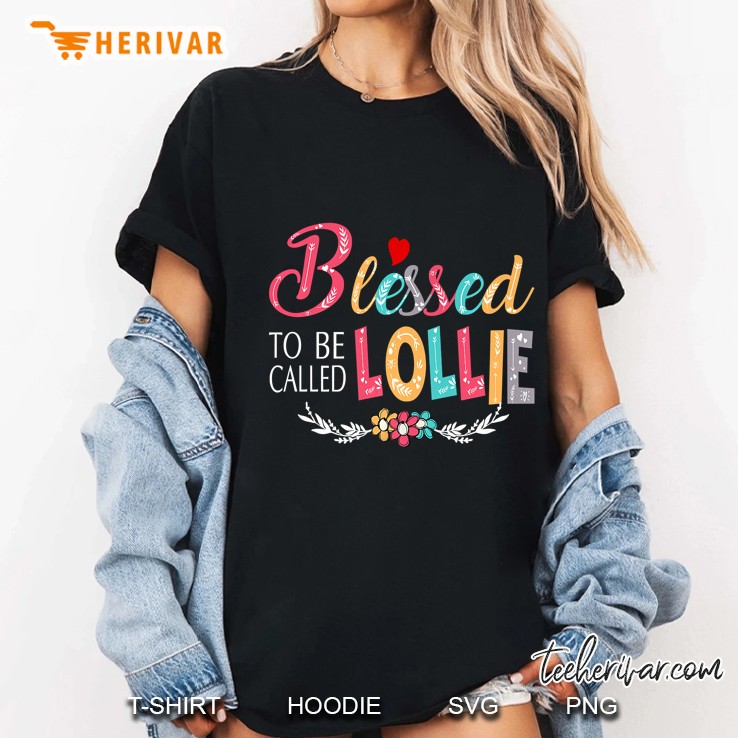 Grandma Tee - Blessed To Be Called Lollie Colorful Art Premium Ladies Tee