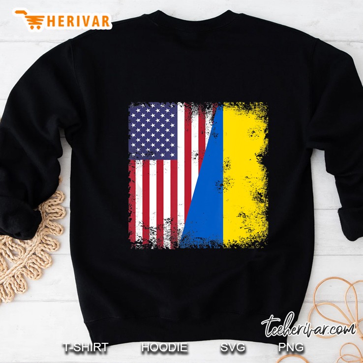 Half Ukrainian Flag Vintage Ukraine Usa Gift Sweatshirt