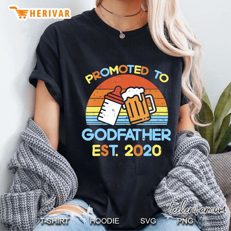 Mens Promoted To Godfather Est 2020 Beer Bottle Baby Shower Gift Ladies Tee