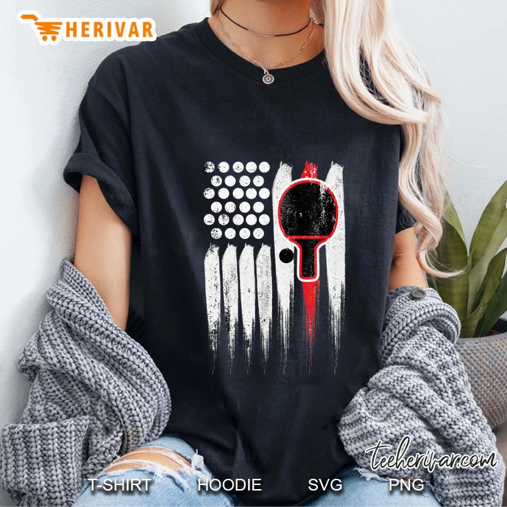 Table Tennis Ping Pong Sports Funny Usa Flag Cool Gift Idea Ladies Tee