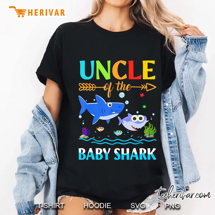 Uncle Of The Baby Shark Birthday Uncle Shark Shirt Ladies Tee