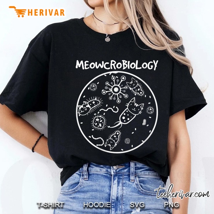 Womens Microbiology Distressed Cat Lovers Funny Joke V-Neck Ladies Tee