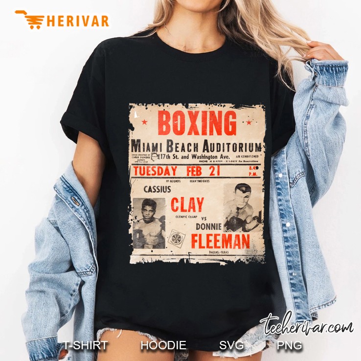 Cassius Clay Vs Donnie Fleeman Fight Poster- Miami Beach Ladies Tee