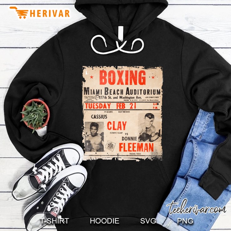 Cassius Clay Vs Donnie Fleeman Fight Poster- Miami Beach Hoodie