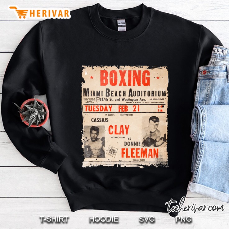 Cassius Clay Vs Donnie Fleeman Fight Poster- Miami Beach Sweatshirt