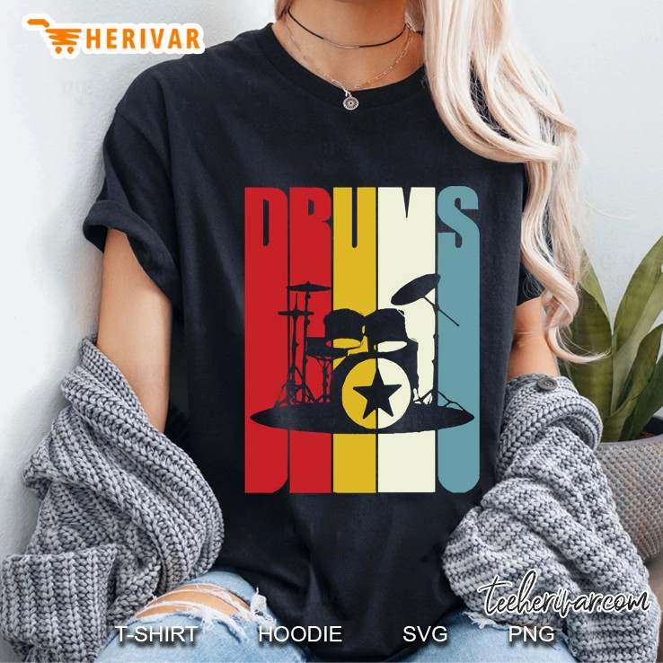 Retro Drums Drummer Gift Drumming 70S 80S Vintage Ladies Tee