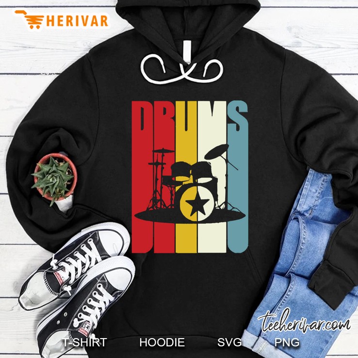 Retro Drums Drummer Gift Drumming 70S 80S Vintage Hoodie