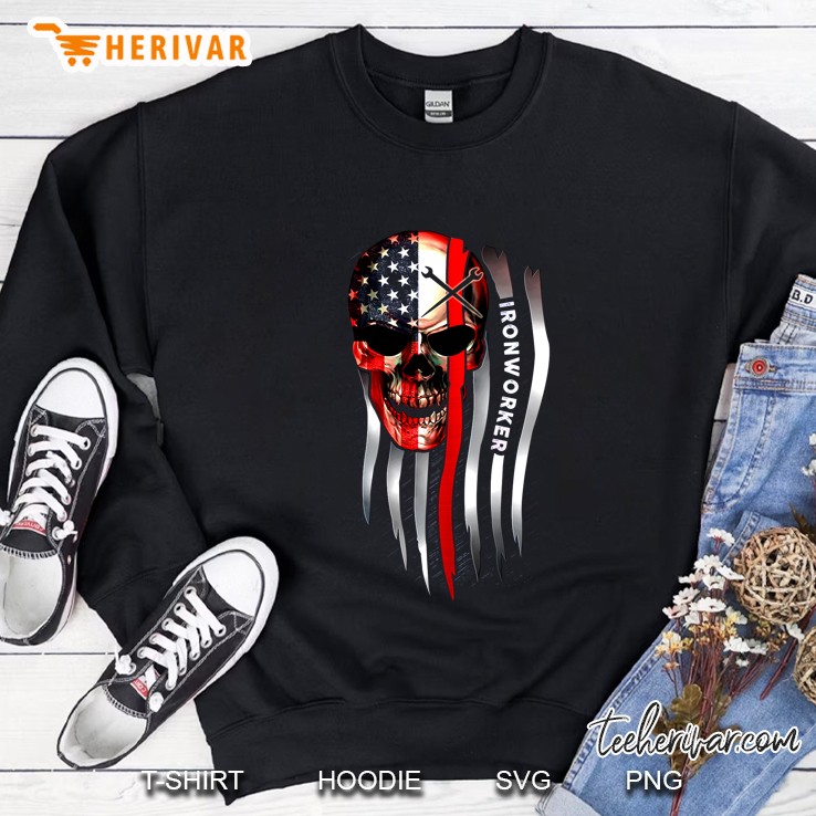 Ironworker American Flag Skull Version Sweatshirt