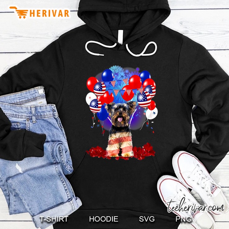 Terrier With American Flag Balloon Version Hoodie