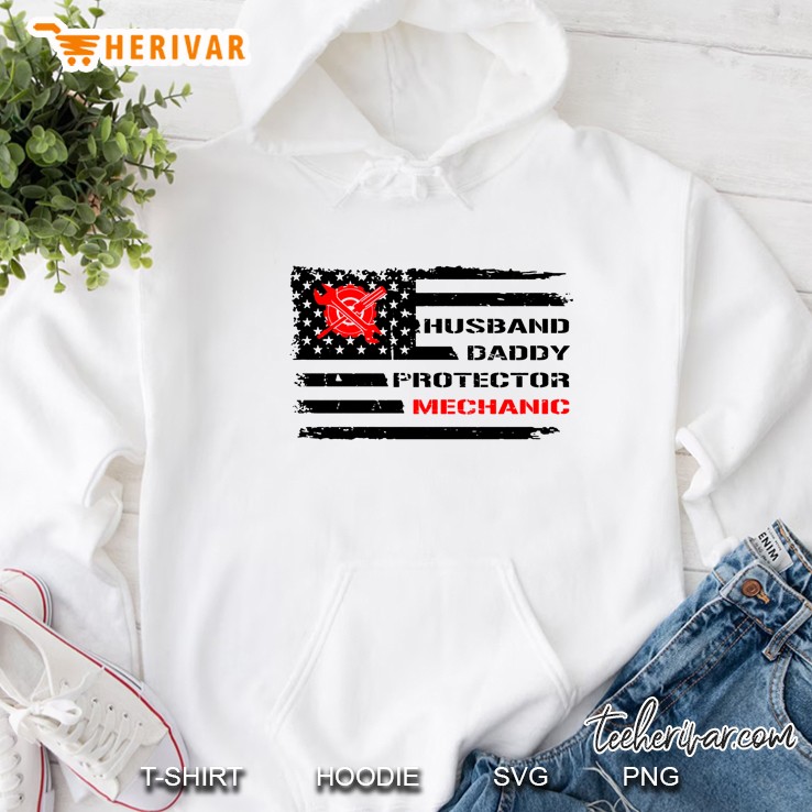 Husband Daddy Protecter Mechanic American Flag Version Hoodie