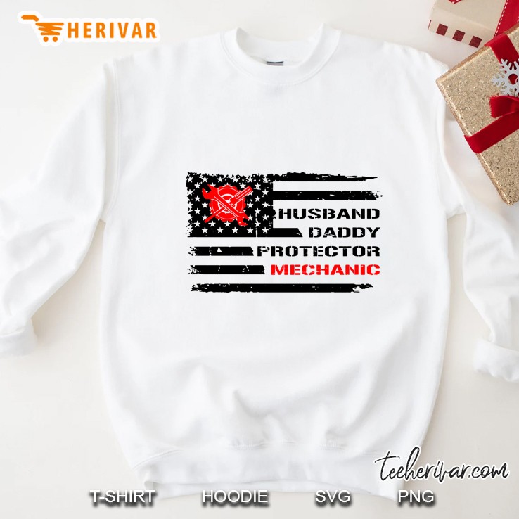 Husband Daddy Protecter Mechanic American Flag Version Sweatshirt