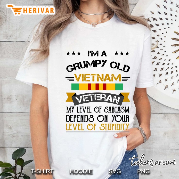 I'm A Grumpy Old Vietnam Veteran My Level Of Sarcasm Depends On Your Level Of Stupidity Hoodie