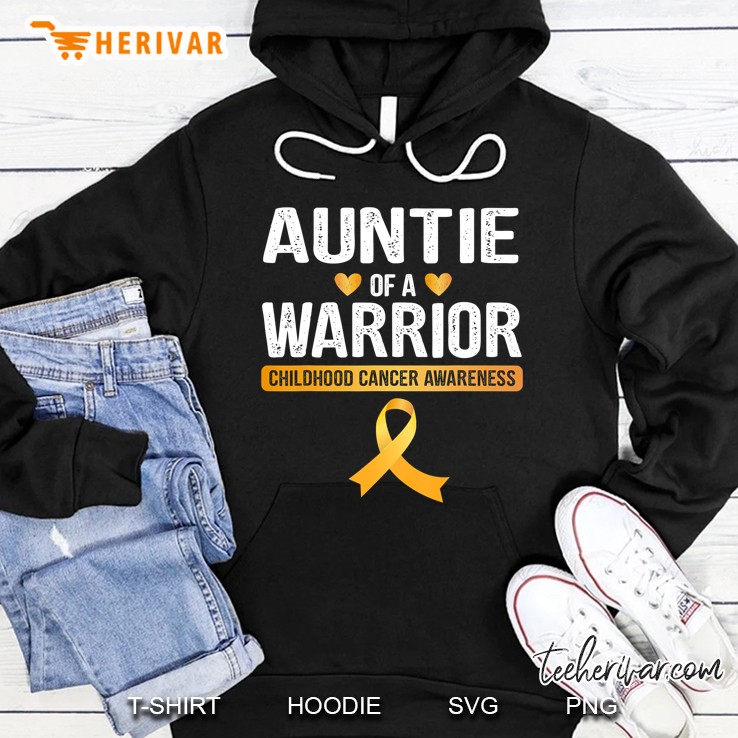 Auntie Of A Warrior Childhood Cancer Ribbon Hoodie