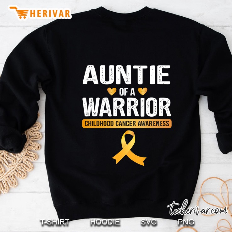 Auntie Of A Warrior Childhood Cancer Ribbon Sweatshirt