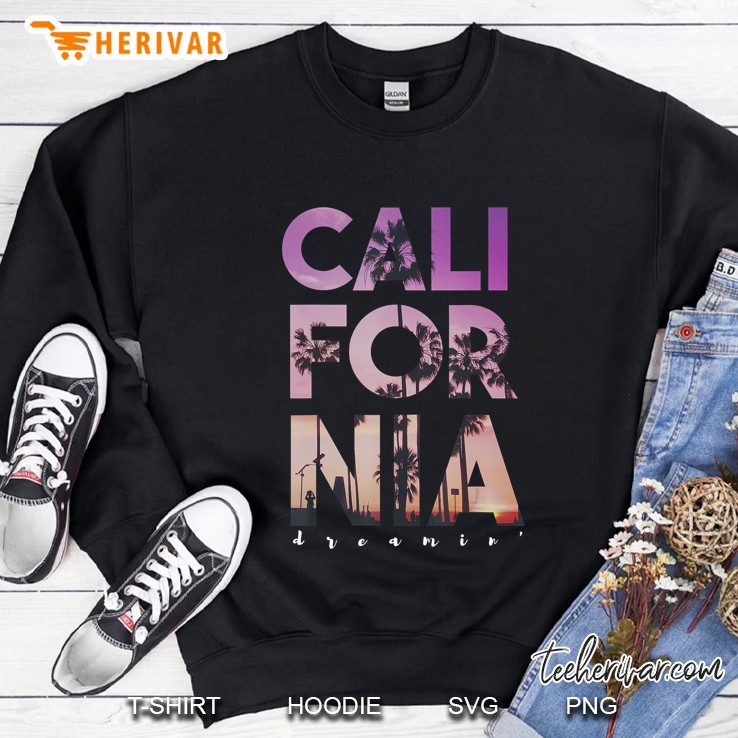 California Dreaming Beach Palm Tree Summer Vacation Surfing Sweatshirt