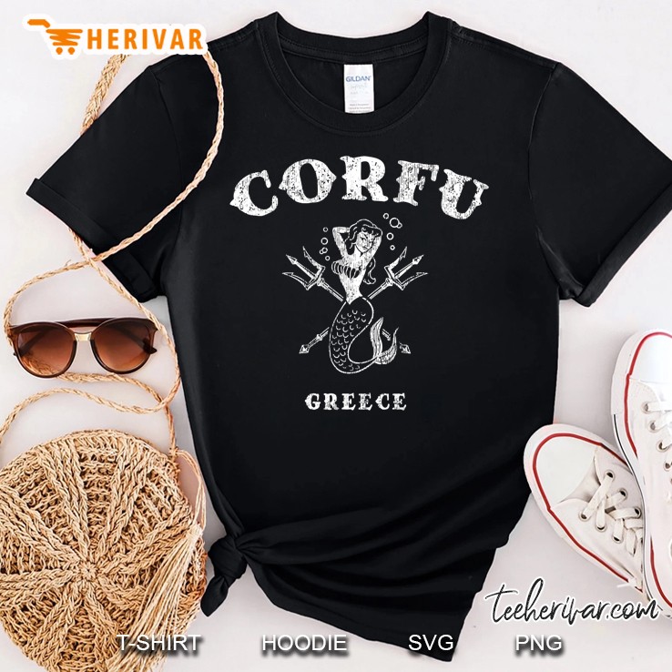 Corfu Greece Vintage Mermaid Nautical Tee Shirt