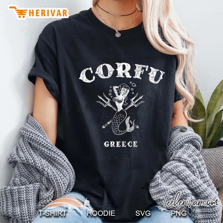 Corfu Greece Vintage Mermaid Nautical Tee Hoodie