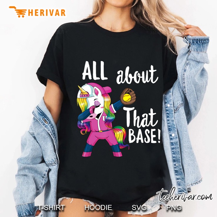 Dabbing Unicorn Softball Gift Girls Women Ladies Tee