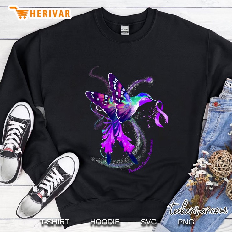 Hummingbird Purple Ribbon Pancreatic Cancer Awareness Sweatshirt