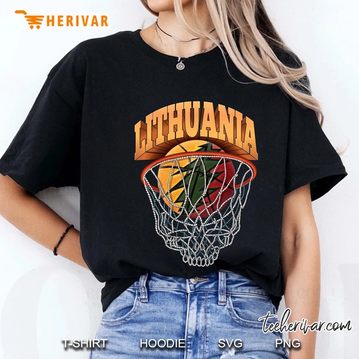 Lithuania Strong Basketball Skeleton Net Ladies Tee